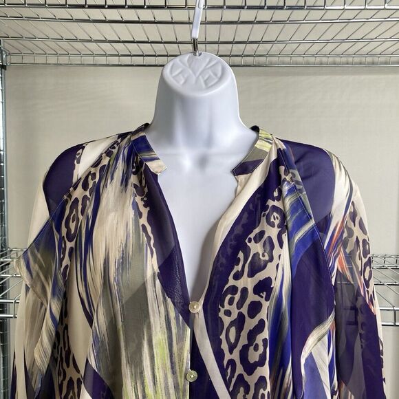 Chico's Women's Swirls Apryl Shirt Size 1‎ Medium Flowy Oversized Art To Wear - Picture 7 of 12